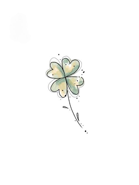 Tattoos Elegant, Four Leaf Clover Tattoo, Irish Tattoos, Clover Tattoos, Small Pretty Tattoos, Flash Tattoos, Subtle Tattoos, Spine Tattoos, 수채화 그림