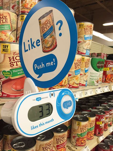 My Local Grocery Store Has 'like' Buttons For Products. It Shows You How Many Other People Pushed The Button In Store Branding, Grocery Store Display Ideas, Grocery Ads Creative, Store Branding Ideas, Posm Design Creative, In Store Advertising, Product Marketing Design, In Store Marketing, Retail Ads