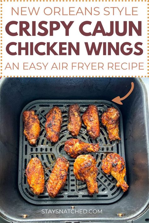 This image shows a recipe for cajun chicken wings. Homemade Hot Wings, Cajun Chicken Wings, Easy Cajun Chicken, Cajun Style Chicken, Cajun Wings, Breaded Wings, Chicken Wing Sauce Recipes, Air Fry Chicken Wings, Easy Cajun