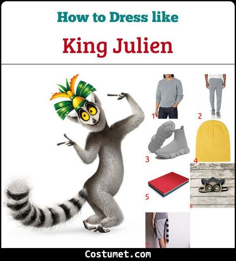 King Julien (Madagascar) Costume for Cosplay & Halloween King Julien Costume Diy, King Julien And Morty Costume, Madagascar Movie Costumes, Madagascar Halloween Costumes, King Julian Madagascar Costume, Madagascar Costumes Diy, King Julian Costume, King Julien Costume, Madagascar Musical