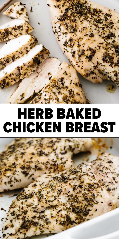 Herb baked chicken breast recipe Baked Herb Chicken Recipes, Herbed Chicken Breast, Garlic Herb Chicken Breast, Chicken Breast In Oven, Oven Chicken Breast, Italian Baked Chicken Breast, Herb Baked Chicken, Italian Herb Chicken, Bake Chicken Breast