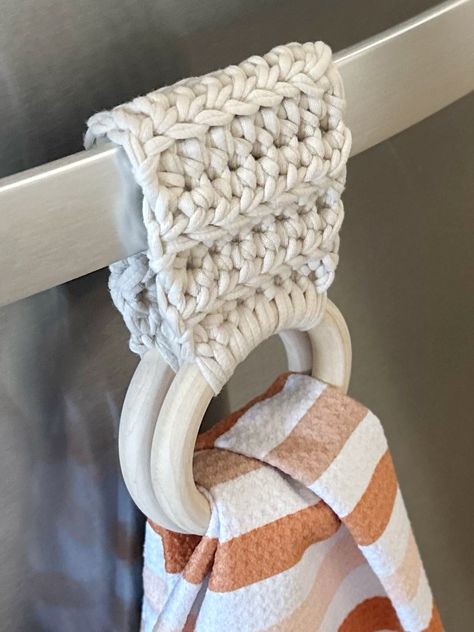 Crochet Towel Holders 3 Ways | Free Crochet Pattern Crochet Paper Towel Holder, Crochet Kitchen Towel Holder Ring, Crochet Wooden Ring Towel Holder, Crochet Oven Towel, Crocheted Towel Holders Free Pattern, Crochet Towel Rings, Crochet Towel Hanger Free Pattern, Crochet Towel Hanger, Towel Holder Crochet Pattern Free