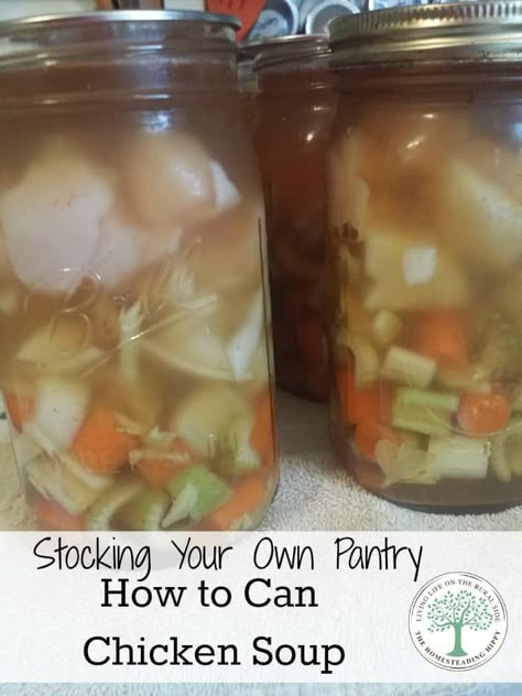 Can Chicken Soup, Canning Soups, Canning Soup Recipes, Canning Chicken, Pressure Canning Recipes, Vegetable Soup With Chicken, Canning Vegetables, Home Canning Recipes, Can Chicken