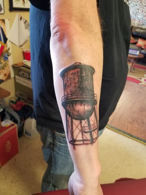 Vintage water tower tattoo Water Tower Tattoo, Sail Boat Tattoo, Tattoo Inner Arm, Tower Tattoo, Boat Tattoo, Tattoos Geometric, About Water, Sail Boat, Water Tower