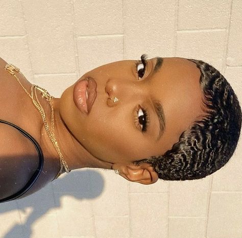 Females With Waves, Tboz Tlc Hairstyle, Finger Waves Short Hair, Twa Hairstyles, Shaved Hair Designs, Natural Hair Cuts, Natural Hair Short Cuts, Cut Life, Short Hair Pixie Cuts