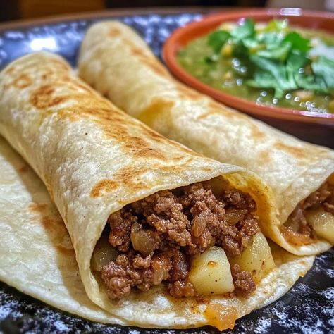 Mexican Picadillo Recipe, Mexican Taquitos, Mexican Picadillo, New Mexico Recipes, Mexican Cornbread Recipe, Burrito Recipes, Mexico Recipes, Picadillo Recipe, Mexican Food Dishes