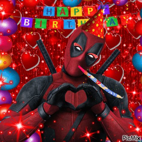 Happy Birthday Man Gif, Happy Birthday Marvel, Deadpool Happy Birthday, Deadpool Gif, Birthday Marvel, Deadpool Birthday, Gif Quotes, Happy Birthday Emoji, Happy Birthday Paul