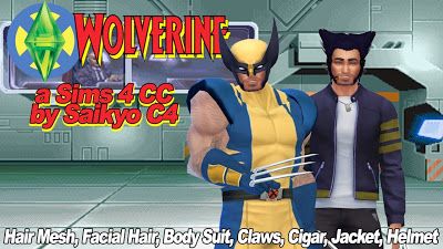 My Sims 4 Blog: Wolverine Hair, Facial Hair, Bodysuit, Claws and M... Sims 4 Superhero Cc, Wolverine Hair, Sims 4 Superhero, S4cc Hair, Sims 4 Halloween, Wolverine Costume, Wolverine Cosplay, Mods The Sims 4, Sims 4 Blog