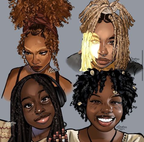 Potato Zay, Black People Drawings, Black Hairstyles Drawing, Black Edits, Afrocentric Art, Black Love Art, Black Art Pictures, Afro Art, Cute Art Styles