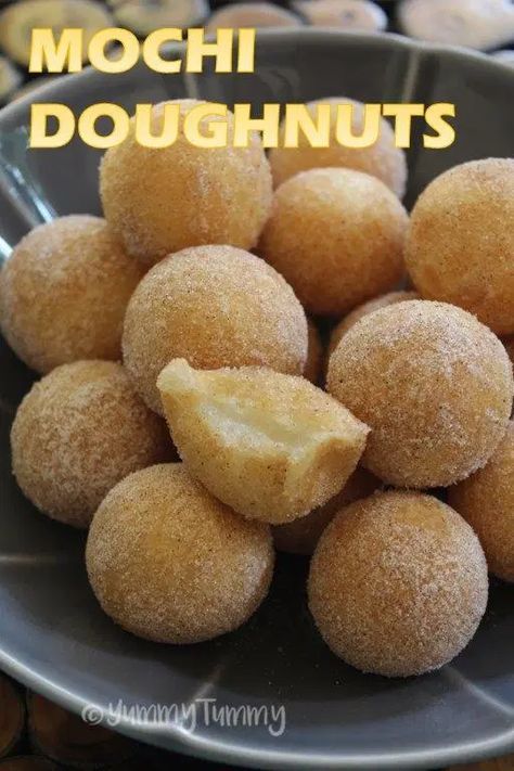 Hawaiian Mochi Donut, Recipes Using Mochiko Flour, Rice Flour Donut Recipe, Asian Donut Recipe, Rice Flour Recipes Asian, How To Make Mochi Donut, Recipes With Sweet Rice Flour, What To Do With Rice Flour, Glutinous Rice Flour Desserts