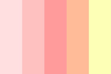 Yellow And Pink Color Scheme, Gelato Colour Palette, Pink Yellow White Color Palettes, Princess Peach Color Palette, Pastel Pink And Yellow Color Palette, Soft Pink And Yellow Color Palette, Girly Color Pallete, Strawberry Lemonade Color Palette, Pink Complementary Color Palette