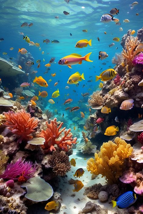 , #Visual, #Storytelling, #AD, #AI Coral Reef Photography, Blue Lilies, Underwater Party, Underwater Wallpaper, Colourful Fish, Mind Blowing Images, Amoled Wallpapers, Lost Ocean, Sea Plants