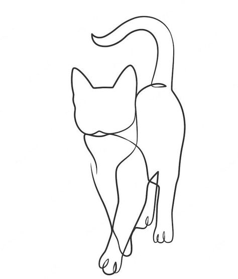 Continuous line drawing of cute cat cat one line drawing minimalist design Continuous Line Design, Easy Continuous Line Drawing, Continuous Line Art Drawings, Abstract Cat Drawing, Simple Line Drawing Ideas, One Line Cat Drawing, Cat One Line Drawing, Cat Minimalist Drawing, Single Line Cat Tattoo