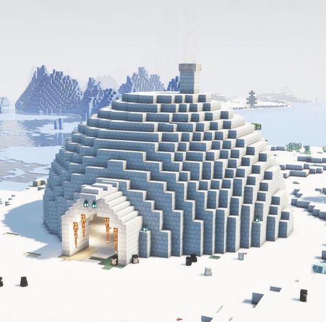 Minecraft Igloo Ideas, Snow Minecraft Builds, Minecraft Igloo, Minecraft Ice Builds, Minecraft Snow House, Minecraft Snow Builds, Minecraft Ice Castle, Minecraft Mini Games, Fun Minecraft Builds