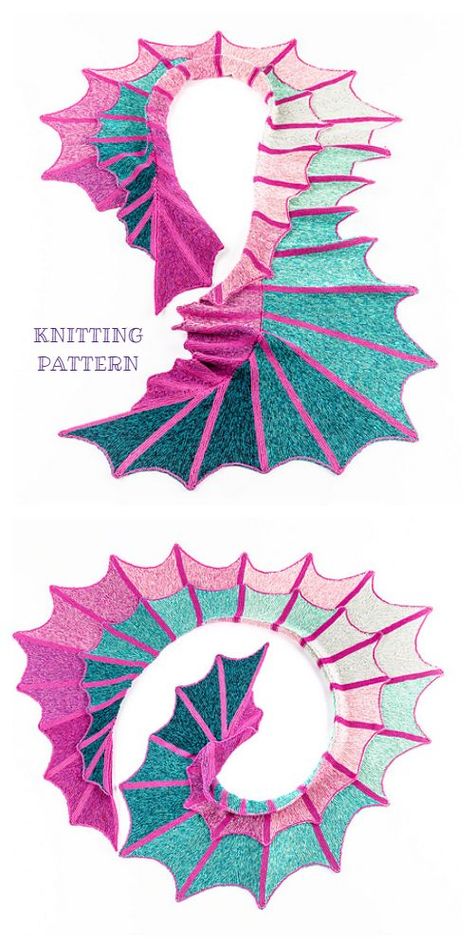 Knit Wing Scarf Knitting Pattern - Knitting Pattern Dragon Scarf Knitting Pattern, Fairy Knitting Patterns, Crochet Shawl Patterns, Wing Scarf, Bohemian Crochet, شال كروشيه, Scarf Knitting, Pattern Knitting, Crochet Quilt