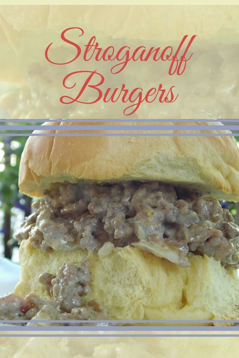 Quick and easy stroganoff burgers are great for weeknight dinners, even if you are exhausted. Easy Stroganoff, Cream Of Mushroom Soup, Cream Of Mushroom, Classic Dishes, Weeknight Dinners, Mushroom Soup, Creamed Mushrooms, Weeknight Dinner, Cheeseburger