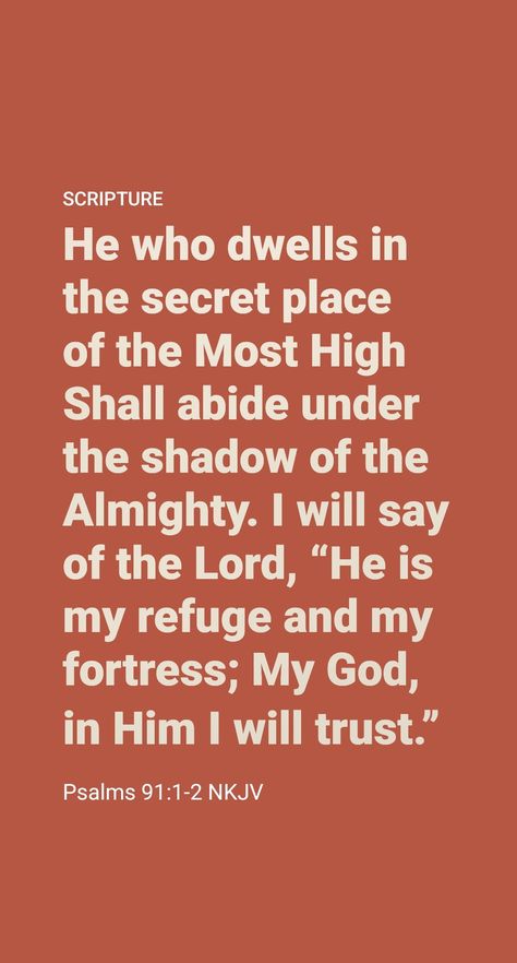 91:1, 2​—What is “the secret place of the Most High,” and how may we ‘dwell’ there? 

This is a figurative place of spiritual safety and security​—a condition or state of protection from being harmed spiritually. The place is secret because it is unknown to those who do not trust in God. We make Jehovah our dwelling by looking to him as our refuge and stronghold, by lauding him as the Sovereign Ruler of the universe, and by preaching the good news of the Kingdom. Heaven Is Real, Do Not Trust, Shadow Of The Almighty, Trust In God, Inspirational Quotes Wallpapers, Secret Place, Under The Shadow, Give Me Jesus, Motivation Board