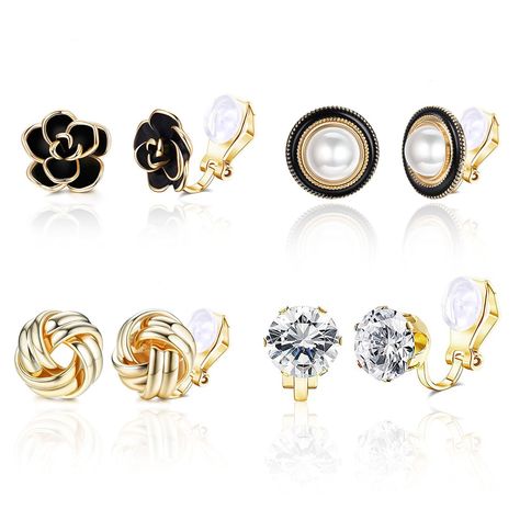 PRICES MAY VARY. GOLD CLIP ON EARRINGS:Make a statement with our elegant gold earrings. Crafted with precision and attention to detail, these earrings are perfect for adding a touch of luxury to any outfit. PEARL STUD EARRINGS:Elevate your look with our timeless pearl stud earrings. Whether you're dressing up for a special occasion or keeping it casual, these earrings are a must-have accessory. FLOWER STUD EARRINGS:Add a feminine touch to your ensemble with our charming flower stud earrings. Wit Fake Earrings, Gold Clips, Pierced Jewelry, Twist Knot, Flower Stud, Zirconia Earrings, Flower Earrings Studs, Flower Studs, Pearl Stud Earrings