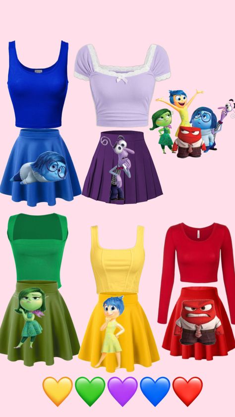 Cute Easy Halloween Costumes, Fun Halloween Outfits, Inside Out Costume, Trio Costumes, Friend Costumes, Cute Group Halloween Costumes, Matching Halloween Costumes, Classy Halloween Costumes, Bff Halloween Costumes