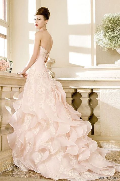 Pink Wedding Dress Wedding Dress Ruffled Skirt, Powder Pink Wedding, Wedding Dress Ruffle, Pnina Tornai, Wedding Dresses 2014, Pink Wedding Dress, Pink Wedding Dresses, Beautiful Wedding Gowns, A Wedding Dress