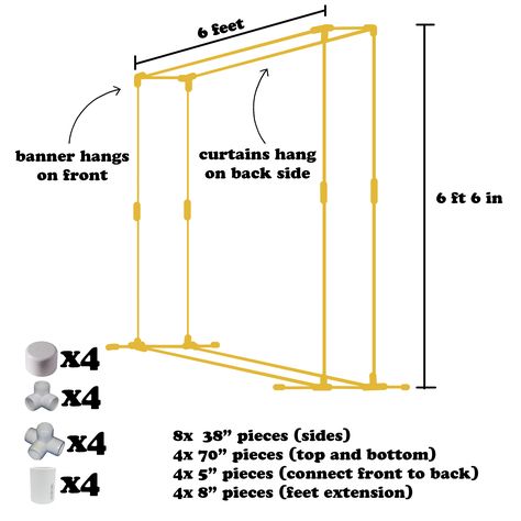 DIY PVC backdrop frame Diy Pvc Pipe Backdrop, Diy Backdrop Stand, Pvc Backdrop, Diy Wedding Backdrop, Backdrop Frame, Dekor Diy, Diy Photo Booth, Diy Backdrop, Backdrop Design