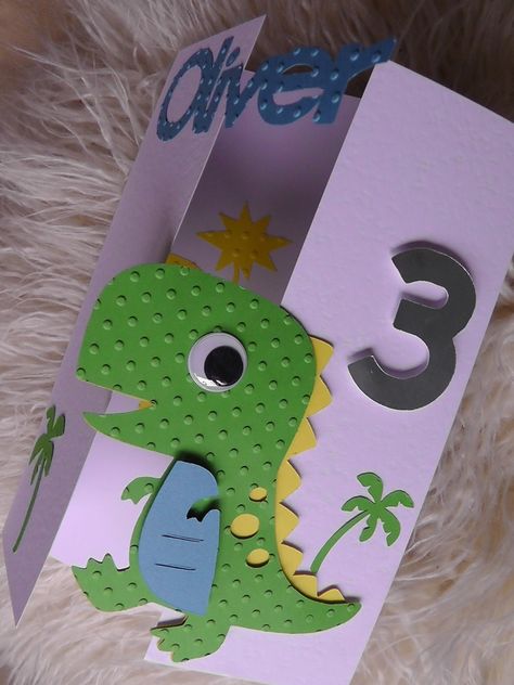 Dinosaur card  - front Ideas Birthday Card, Dinosaur Birthday Card, Dinosaur Cards, Cool Birthday Cards, Birthday Card Craft, Dinosaur Theme Party, Birthday Cards For Boys, Dino Birthday, Dinosaur Birthday Party