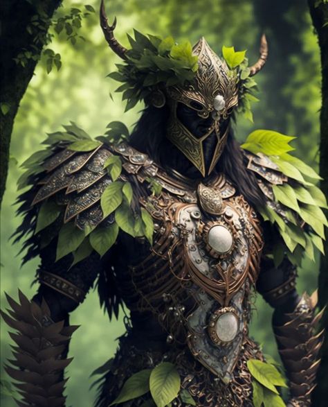 Nature Paladin, Druid Armor, Forest Knight, Forest Warrior, Forest King, Armour Fantasy, Fantasy Armour, Medieval Artwork, Green Knight