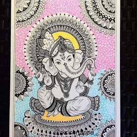 02-Ganesha-Rashmi-Krishnappa-Calm-and-Serenity-in-Balanced-Pen-drawings-www-designstack-co Arte Ganesha, Nature Mandalas, Mandala Nature, Drawing Zentangle, Ganesha Drawing, Ganesh Art Paintings, Easy Mandala Drawing, Mandala Art Therapy, Mandalas Painting