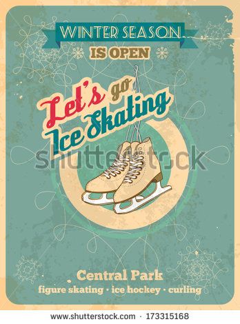 Figure Skating Poster, Vintage Figure Skating, Ice Quotes, Skating Poster, Skate Poster, Red White And Brew, Christmas Skating, Winter Poster, Vintage Ice Skating