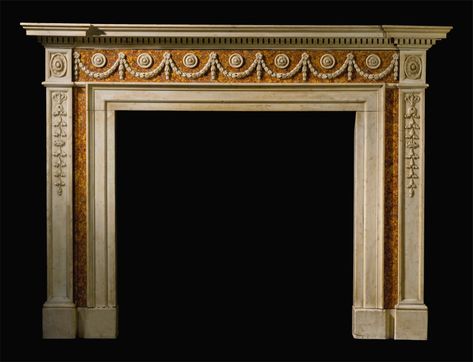 fireplace ||| sotheby's l17304lot95dlken English Fireplace, Georgian Fireplaces, Small Wedding Decor, Fire Surrounds, Robert Adam, Decorative Pillars, Mantel Mirrors, George Iii, Fireplace Surrounds