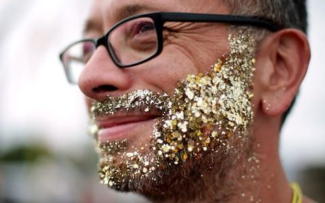 Glitter Beards, Adult Face Painting, Official Makeup, Glitter Spray Paint, Festival Makeup Rave, Glitter Tights, Glitter Jumpsuit, Festival Makeup Glitter, Glitter Glasses