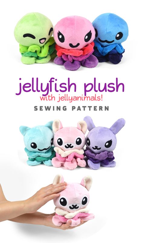 New Shop Pattern! Jellyfish Plush | Choly Knight Jellyfish Plush, Choly Knight, Sewing Project Ideas, Animal Sewing Patterns, Plushie Patterns, Sewing Stuffed Animals, Sew Ins, Plush Pattern, Sewing Design