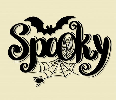 Happy halloween vector lettering holiday... | Premium Vector #Freepik #vector #background #banner #poster #vintage Spooky Lettering, Happy Halloween Font, Halloween Calligraphy, Halloween Fonts Alphabet, Spooky Letters, Holiday Calligraphy, Halloween Typography, Spooky Font, Spooky Signs