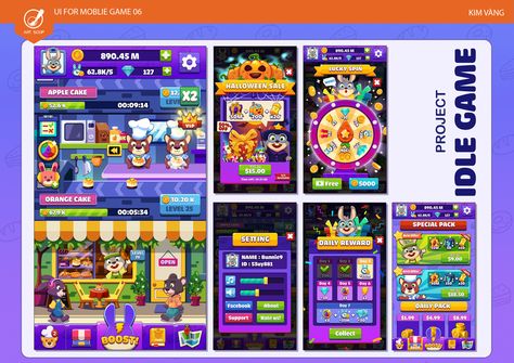 ArtStation - Project: Idle Game Restaurant Game, Idle Game, Daily Rewards, Game Mobile, Orange Cake, Halloween Sale, Opening Day, Game Ui, Restaurant