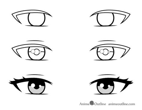 Easy Anime Eyes, Girl Eyes Drawing, Anime Drawings For Beginners, رسم كاريكاتير, How To Draw Anime Eyes, Eye Drawing Tutorials, Drawing Tutorial Face, Eye Sketch, Manga Drawing Tutorials