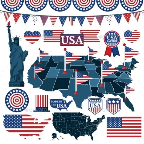 United States Culture, Usa Illustration, Usa Art, Digital Portrait, Vector Graphics, United States Of America, Icon Set, Vector Design, Vector Free