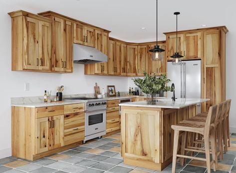 Knotty Hickory Shaker Kitchen Cabinets Hickory Cabinets Kitchen, Rustic Hickory Kitchen Cabinets, Rustic Hickory Kitchen, Rustic Hickory Cabinets, Alder Kitchen Cabinets, Pine Kitchen Cabinets, Kitchen Cabinet Style, Hickory Kitchen Cabinets, Hickory Kitchen