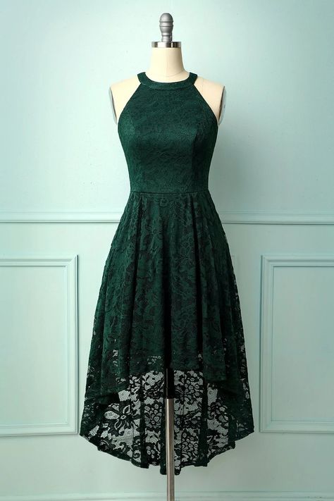 Georgia Dance, Grade 8 Grad Dresses, High Low Lace Dress, Goth Costume, Forest Green Dresses, Green Homecoming Dresses, Emerald Dresses, Dark Green Dress, Green Lace Dresses