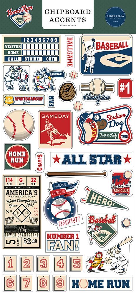 #cartabella #homerun #chipboard . #Baseball_Card_Design #Vintage_Baseball_Aesthetic #Scoreboard_Design #Scrapbook_Wall_Art Baseball Collage Ideas, Baseball Card Design, Baseball Scrapbook Layouts, Baseball Stickers, Baseball Scrapbook, Mood Sticker, Feelings Games, Baseball Scoreboard, Disney Big Hero 6