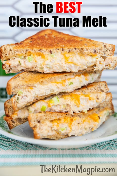 Classic Tuna Melt, Best Tuna Sandwich, Tuna Sandwich Recipes, Toasted Sandwich Recipes, Tuna Melt Sandwich, Tuna Melt Recipe, Melt Recipe, Tuna Melt, Tuna Sandwich