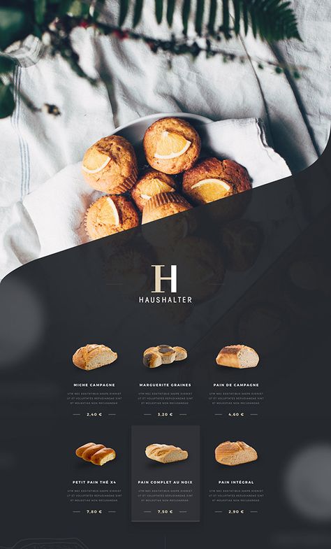 Branding - French Bakery - UI & Print Design on Behance Long Poster, Menu Project, Food Website Design, Bakery Website, Menu Design Inspiration, Design Sites, Website Design Inspiration Layout, Menue Design, Menu Layout