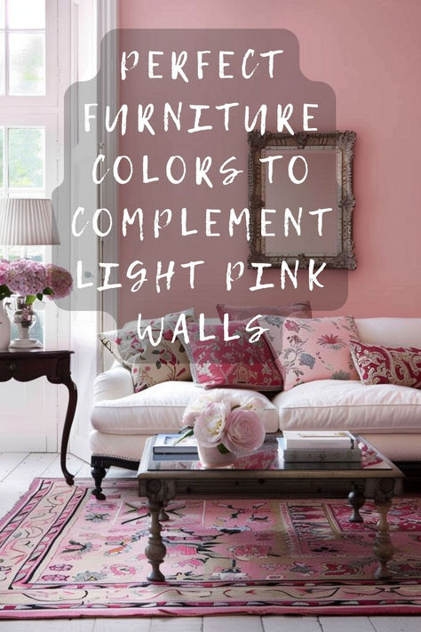 Struggling to choose furniture for your light pink walls? Click to discover the best colors that create a harmonious space! 🌸🛋️ #HomeDecor #PinkWalls #FurnitureColors #InteriorDesign #StylishHome Pale Pink Living Room, Pink Living Room Walls, Light Pink Walls, Furniture Colors, White Sectional, Blue Ceilings, Wall Lights Living Room, Room Library, Pink Living Room