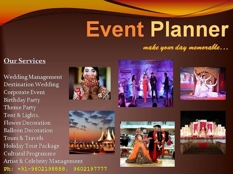 Wedding planner in Jodhpur: Wedding planner - We as a reliable wedding event p... Wedding Planner Poster, Party Tent Lighting, Blue Wedding Decorations, Event Planning Quotes, Indian Wedding Planner, Desktop Wallpaper Design, Event Management Company, Event Poster Design, Wedding Planning Services