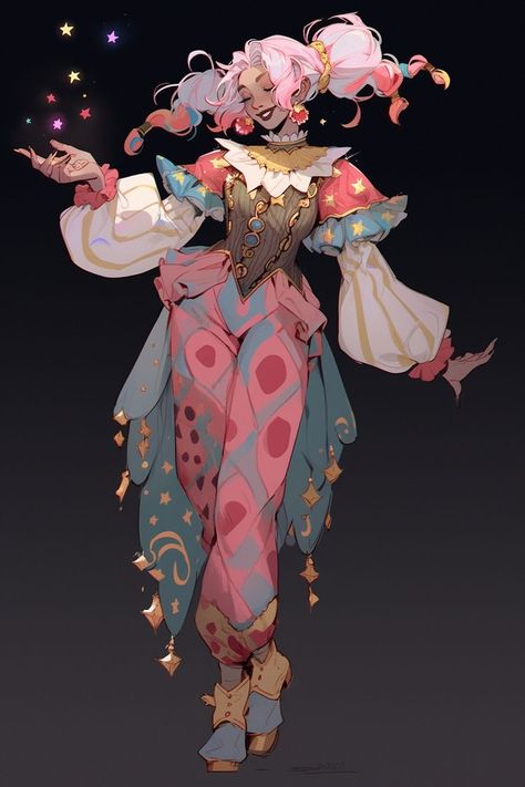 Pierrot Clown, Circus Characters, Princess Adventure, Cute Clown, Dnd Art, Character Creation, Dnd Characters, Character Portraits, Art Reference Poses