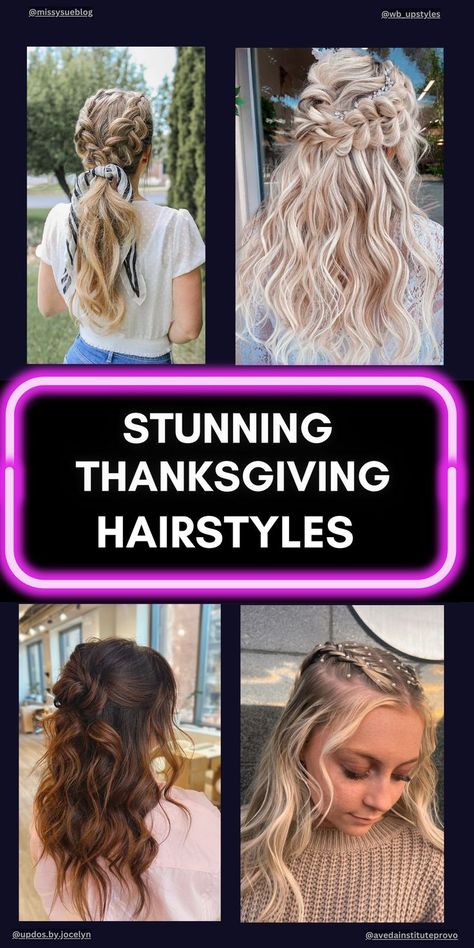 Thanksgiving Hairstyles Thanksgiving Day Hairstyles, Thanksgiving Hairstyles, Chic Ponytail, Low Buns, At Family, Easy Updos, Sleek Bob, Cool Braids, Festive Look