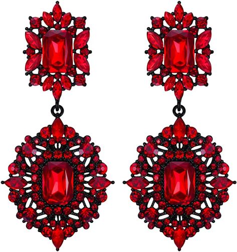 Amazon.com: Flyonce Women's Crystal Wedding Art Deco Vintage Style Gatsby Chandelier Dangle Earrings Red: Jewelry Gatsby Chandelier, Wedding Art Deco, Wedding Earrings Chandelier, Wedding Chandelier, Black Earrings Dangle, Rectangle Earrings, Bride Earrings, Jewelry Fashion Trends, Deco Vintage