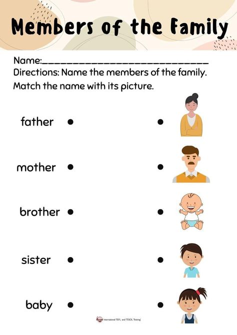 Esl Family Members Activities, Family Esl Activities, My Family Kindergarten Activities, Members Of The Family Worksheet For Kids, Family Worksheet For Kindergarten, Family Worksheets For Kids Kindergarten, Family Members Worksheet For Kids, Family Kindergarten Activities, My Family Worksheets For Kids