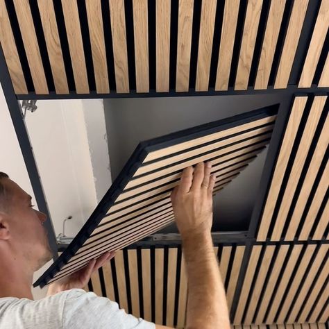 ACOUSTIC WOODEN PANELS | LATVIA- KOKA PANEĻI (@acousticpanels.lv) • Instagram photos and videos Suspended Acoustic Ceiling Panels, Wooden Acoustic Panels, Slat Ceiling Design, Floating Ceiling Ideas, Suspended Ceiling Panel, Drop Ceiling Panels, Filipino Design, Food Filipino, Floating Ceiling