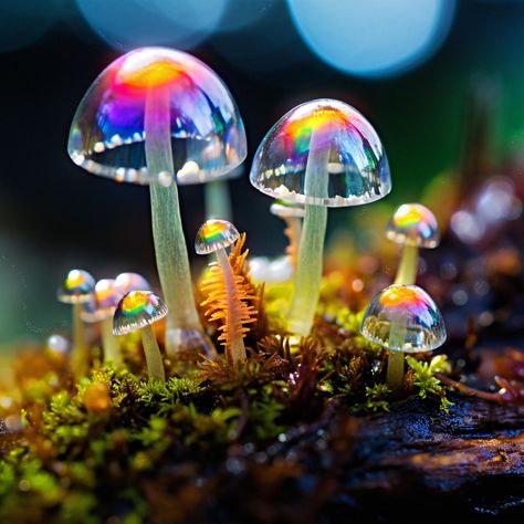 Rainbow Mushroom Art, Mushroom Mood Board, Mushroom Astethic, Shrooms Aesthetic, Iridescent Mushroom, Weird Mushrooms, Mushroom World, Rainbow Mushroom, Mushroom Aesthetic