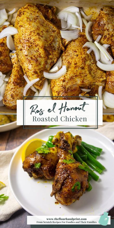 One of the best uses for Ras el Hanout is this roasted chicken dinner recipe. You can use a whole, spatchcocked chicken or 8 bone-in chicken pieces to made this moroccan spiced chicken dinner. The combination of ras el hanout seasoning with lemon juice and pomegranate molasses makes a juicy roasted chicken that’s perfect for weeknight dinner or to share with friends and family. Try this pomegranate glazed chicken and discover how much you love ras el hanout on chicken. Ras Al Hanout Recipes, Ras El Hanout Recipe, Roasted Chicken Dinner, Ras Al Hanout, Juicy Roasted Chicken, Moroccan Chicken Recipe, Spatchcocked Chicken, Chicken Dinner Recipe, Moroccan Recipes